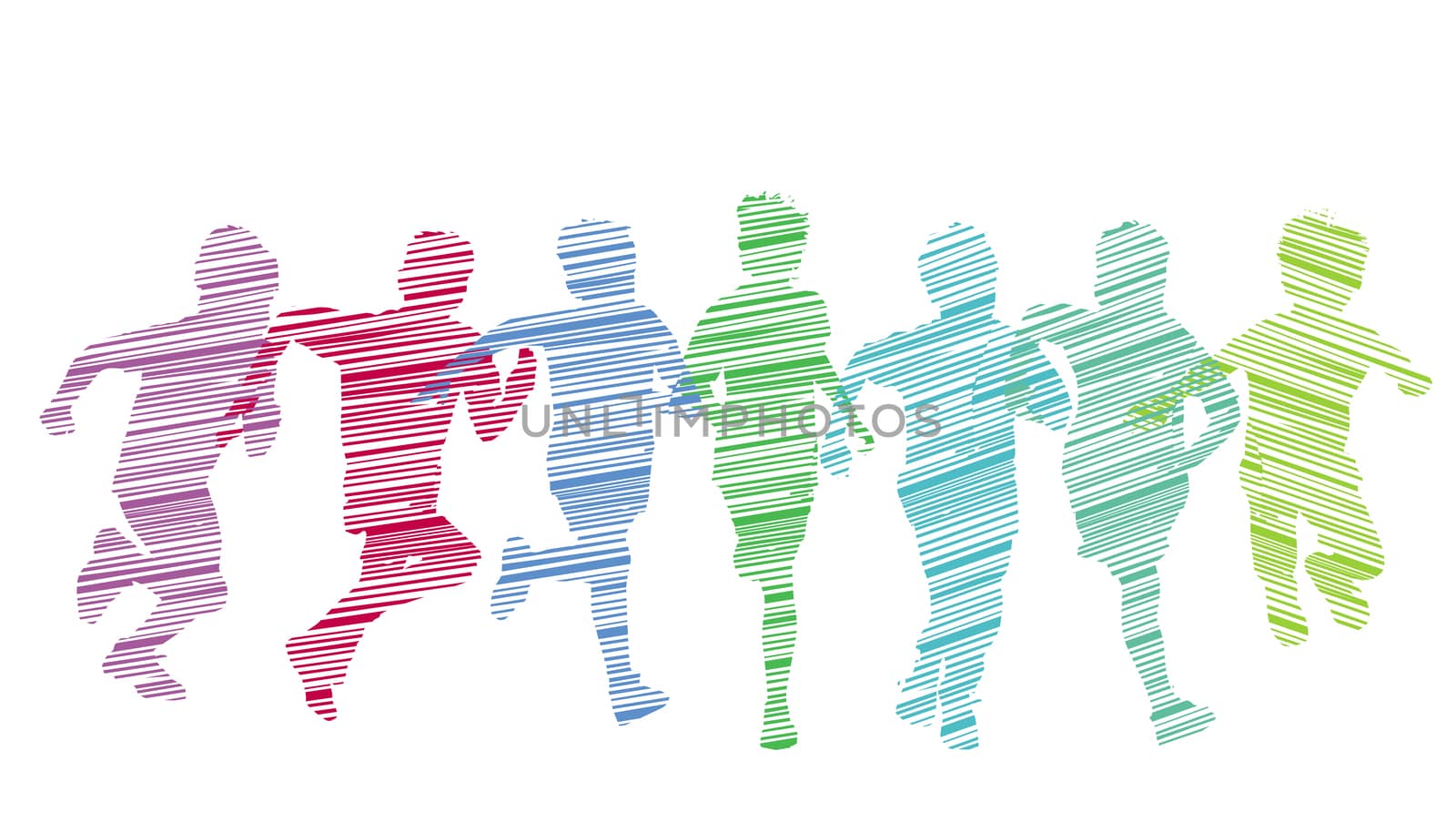 A group of kid run and have fun, illustration-Isolated