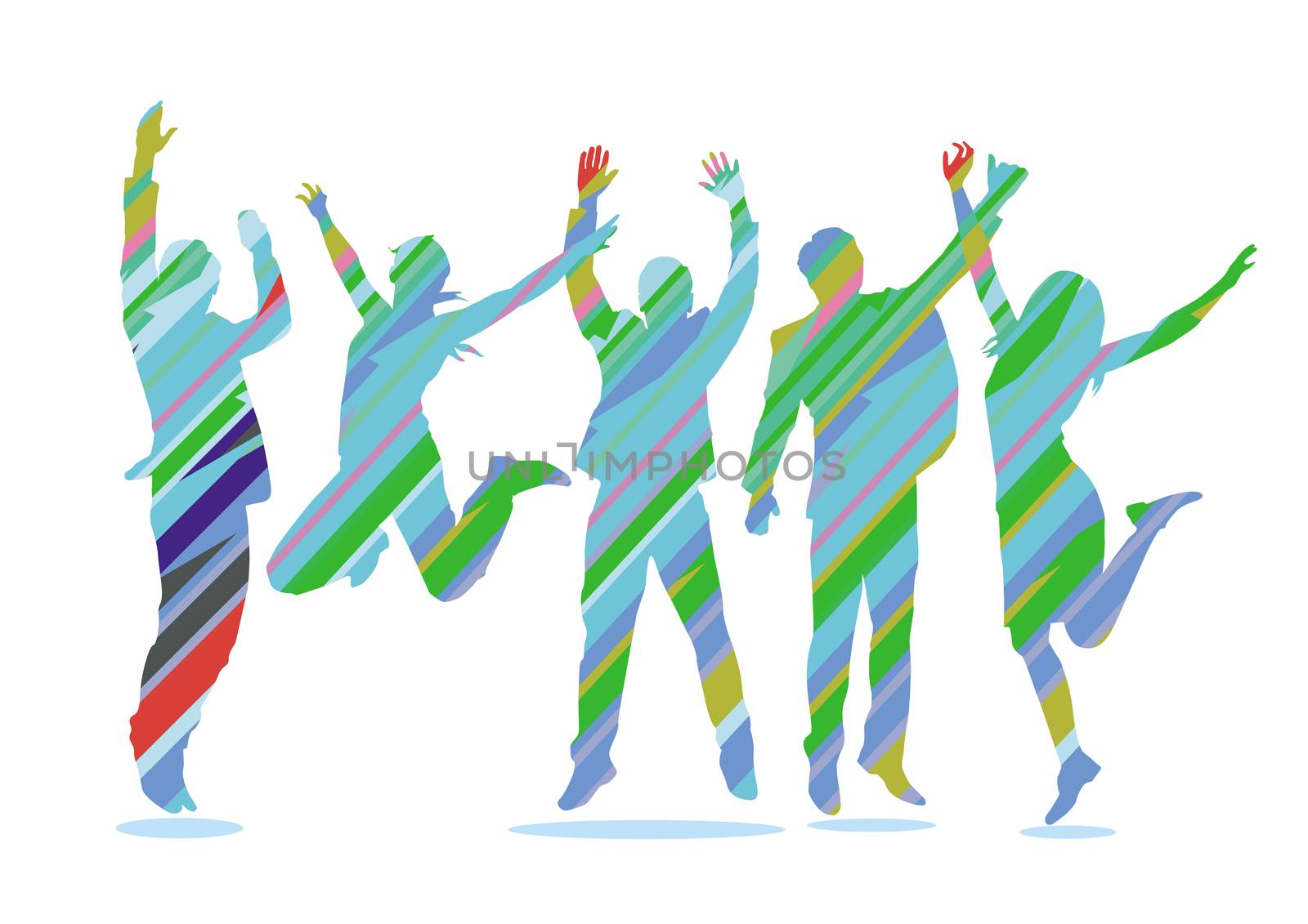 group of business people celebrates - illustration by scusi
