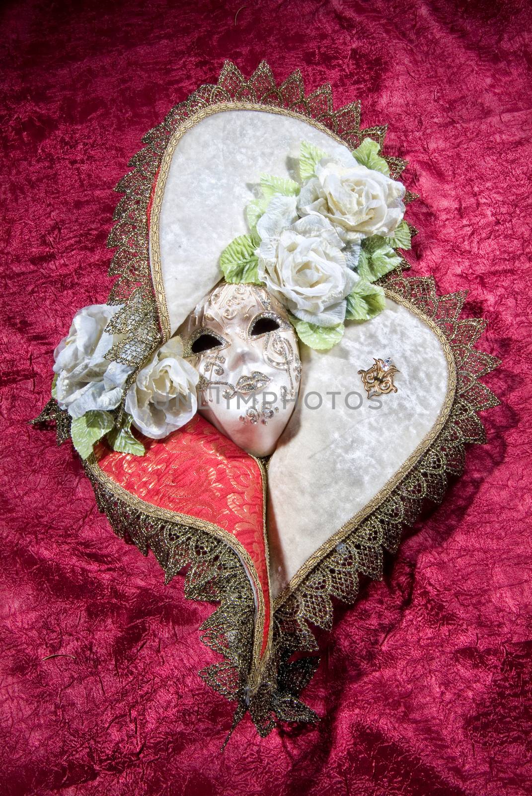 Decorative still life on a studio fabric background