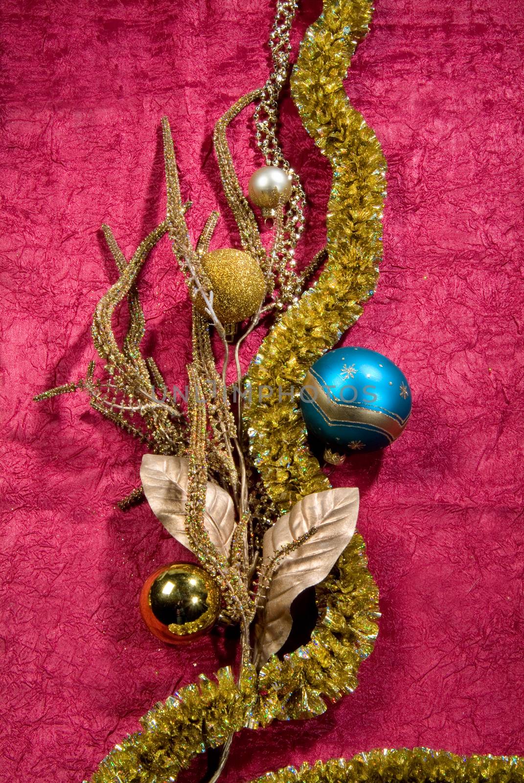 Decorative still life on a studio fabric background