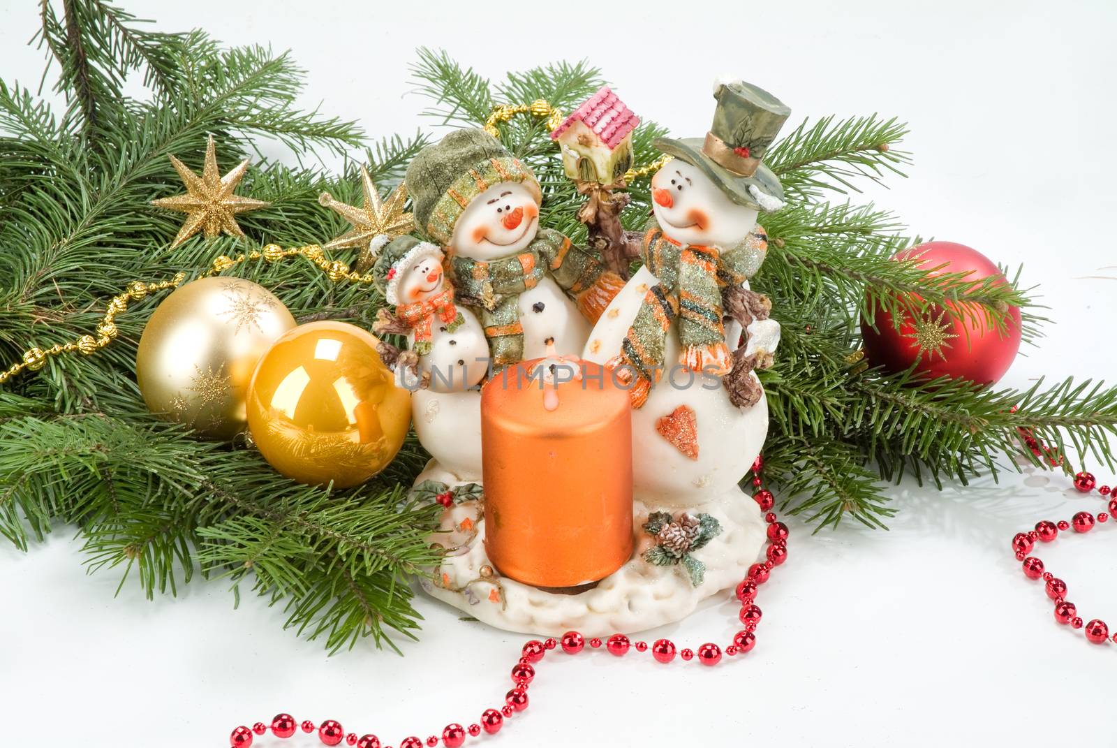 Comosition with New year's tree, toys and balls