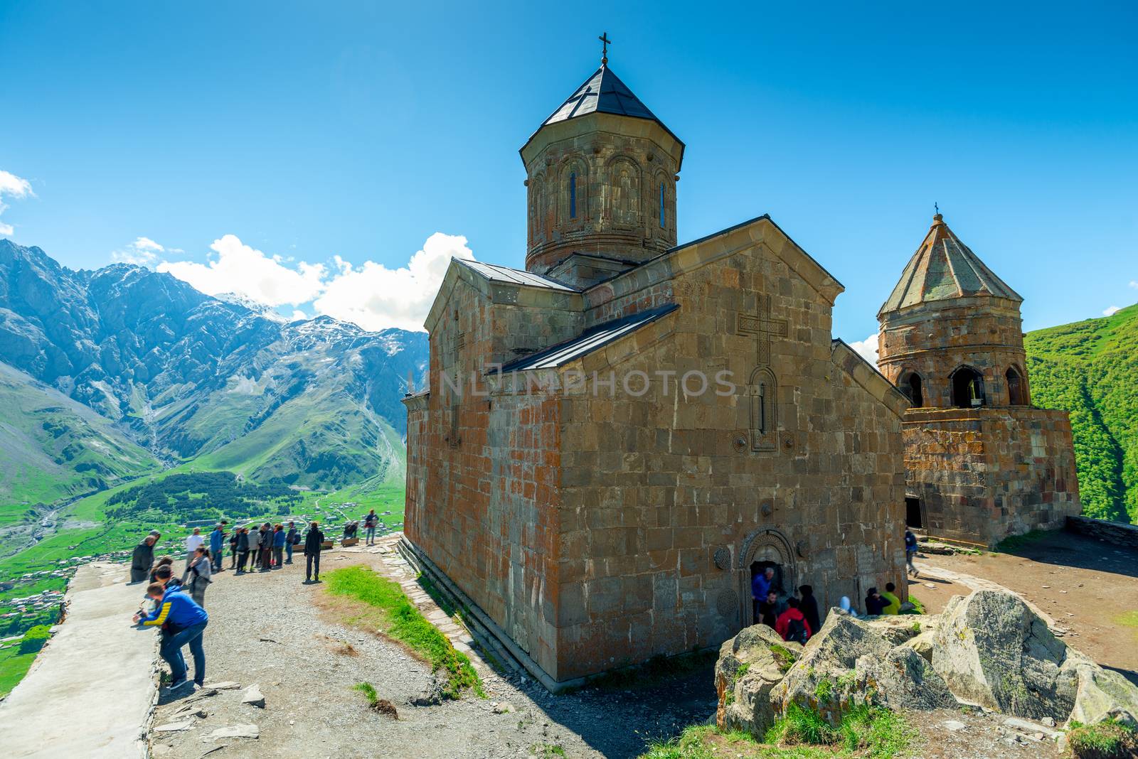 The magnificent sight Trinity Church above the village Gergeti i by kosmsos111
