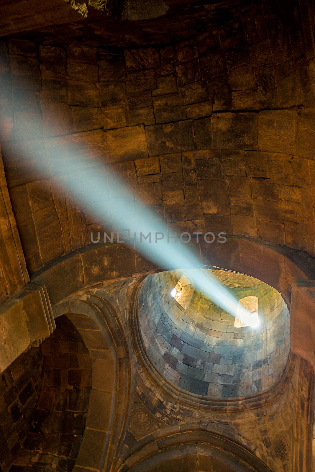 a ray of light in the temple passes through a window in the dome by kosmsos111