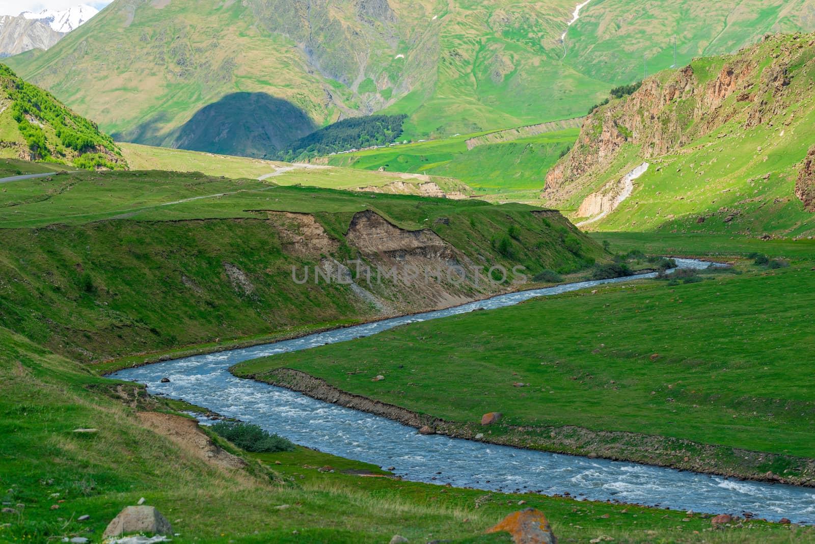 Beautiful landscape - a river in the mountain Caucasus of Georgi by kosmsos111