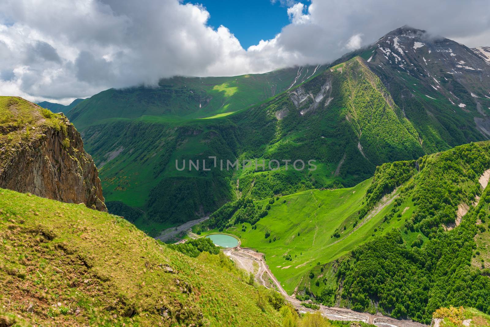Top view of the picturesque gorge of the Caucasus, landscapes of by kosmsos111