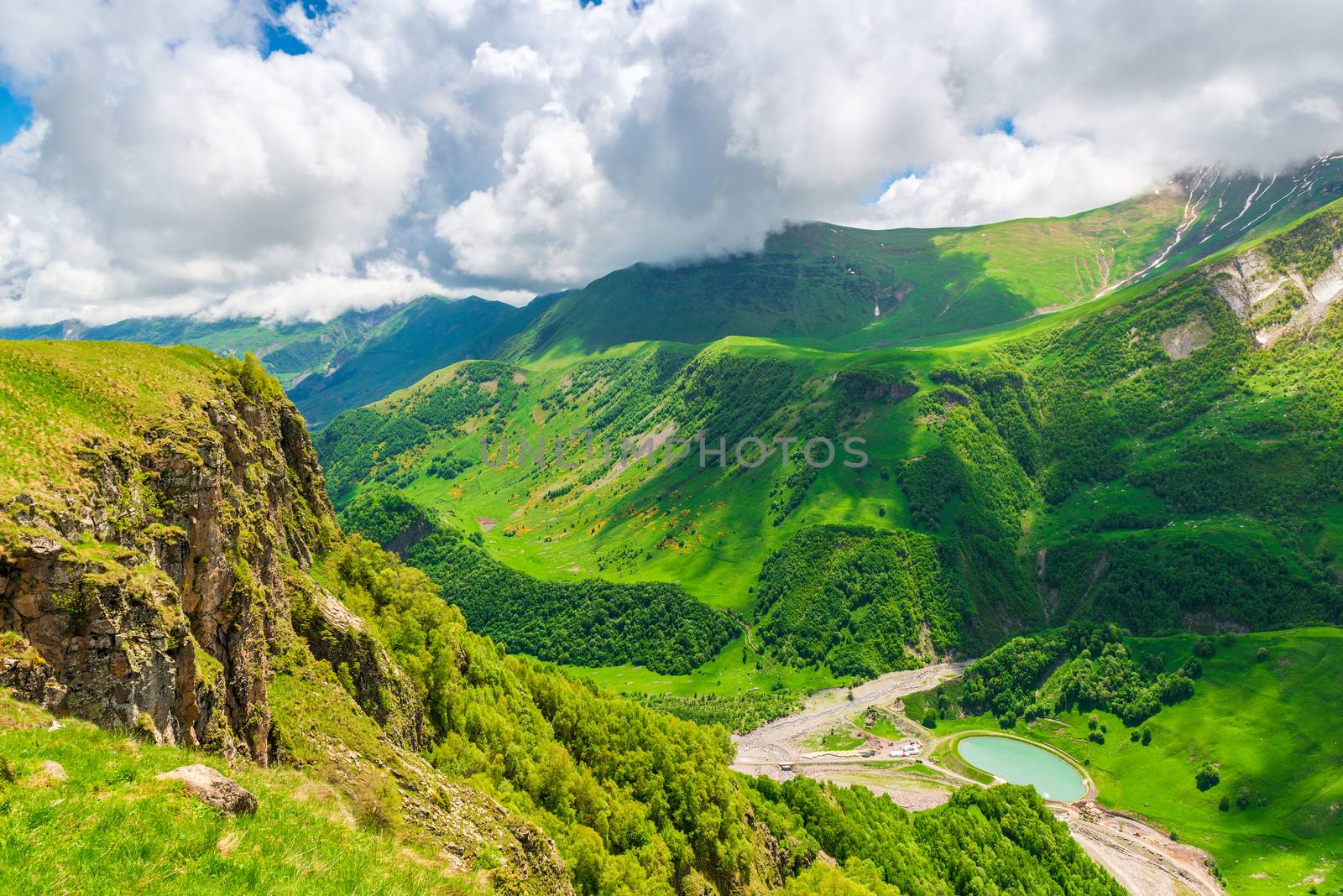 Gorge of the Caucasus scenic mountains, the landscape of Georgia
