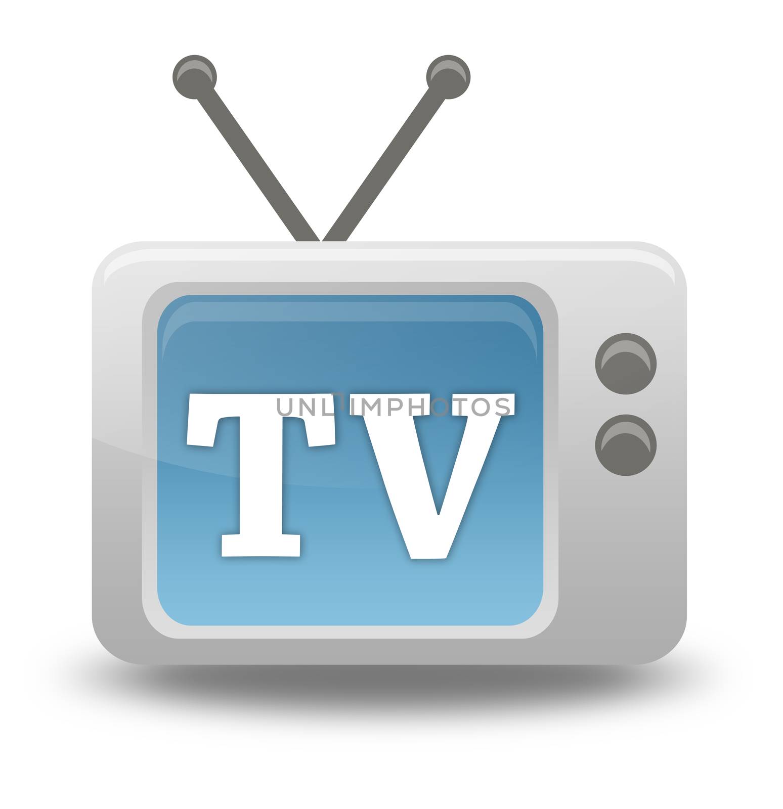 Carton-style icon with TV related wording