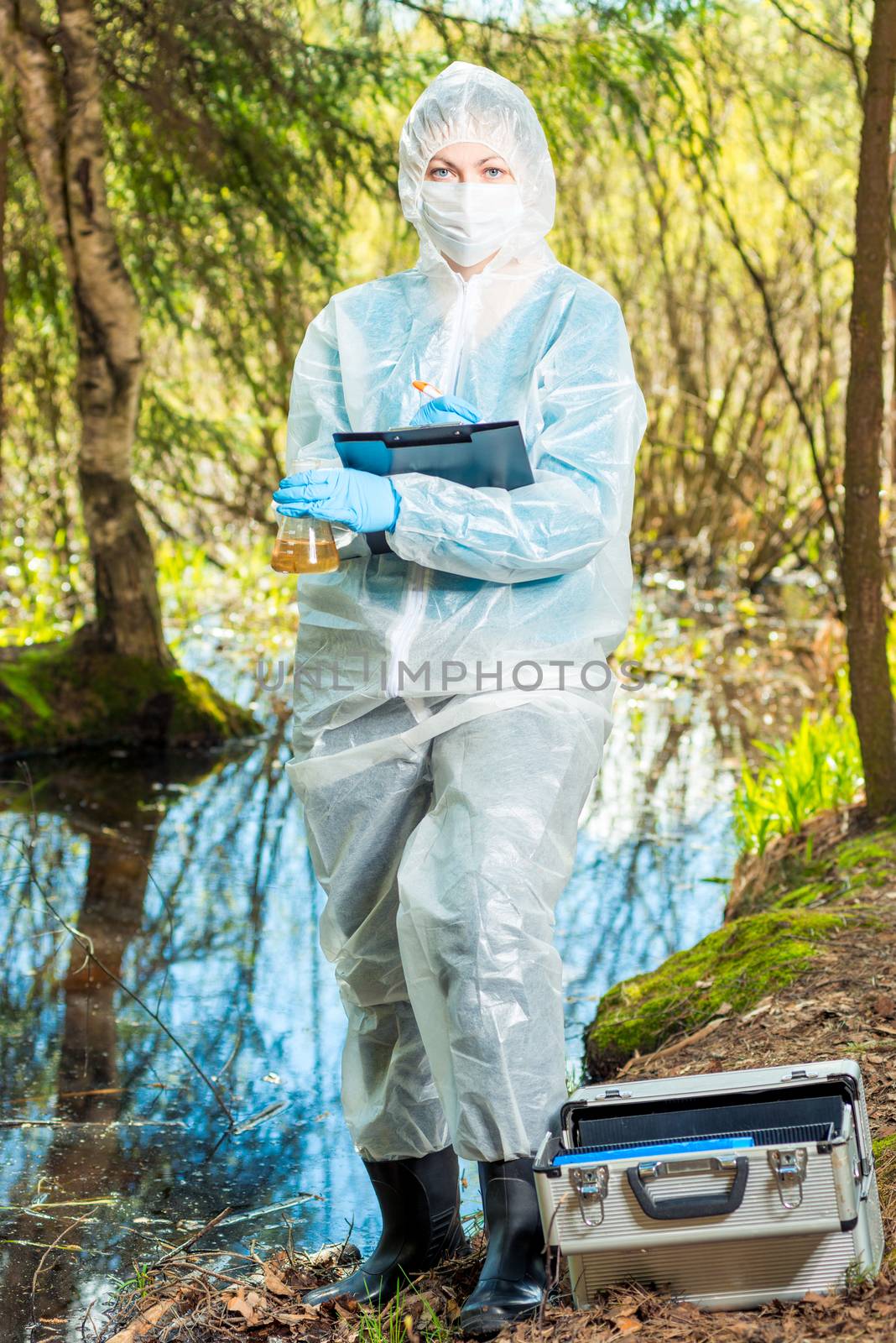 laboratory researcher records the result of research of water fr by kosmsos111