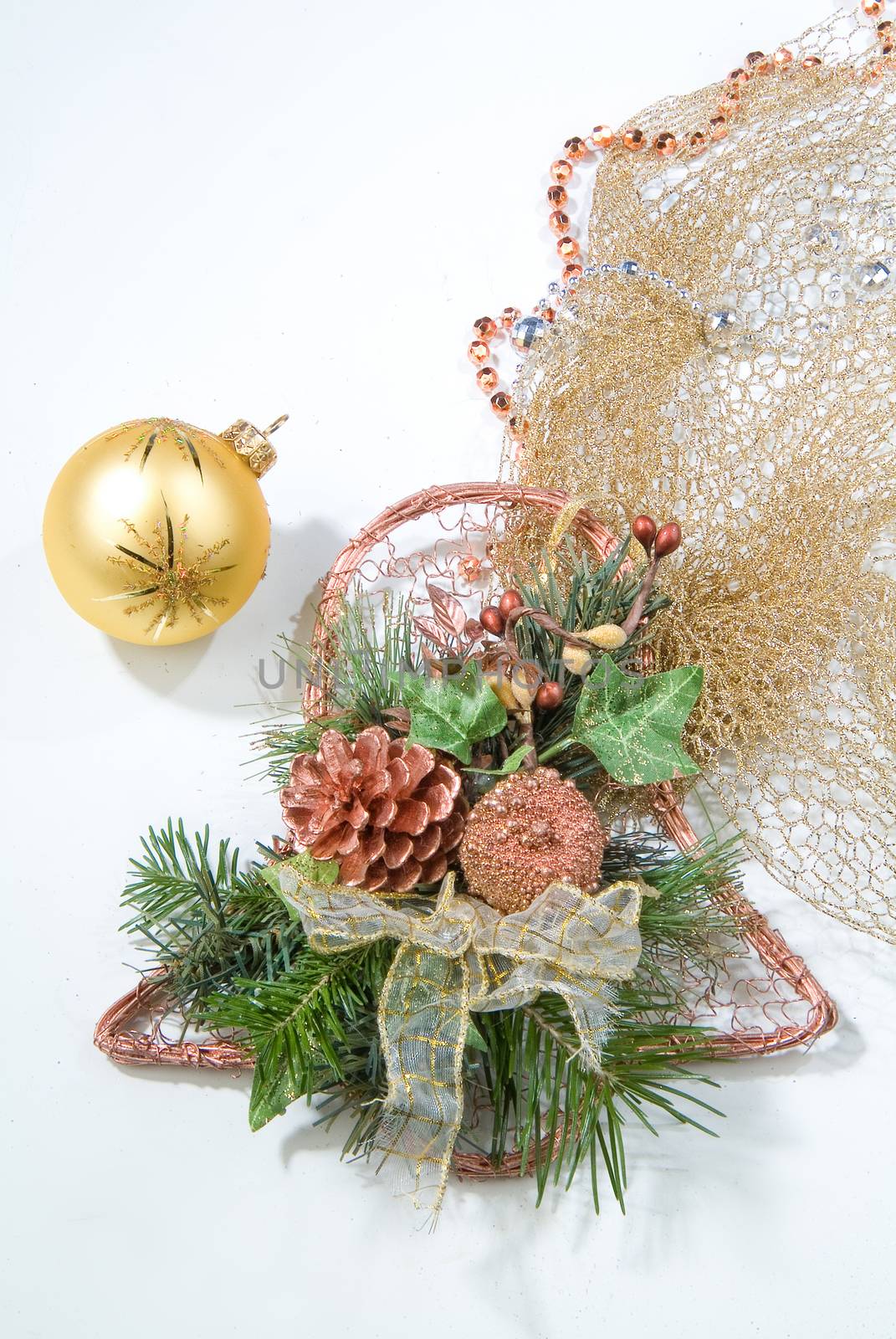 Composition with New Year's accessories on a studio background