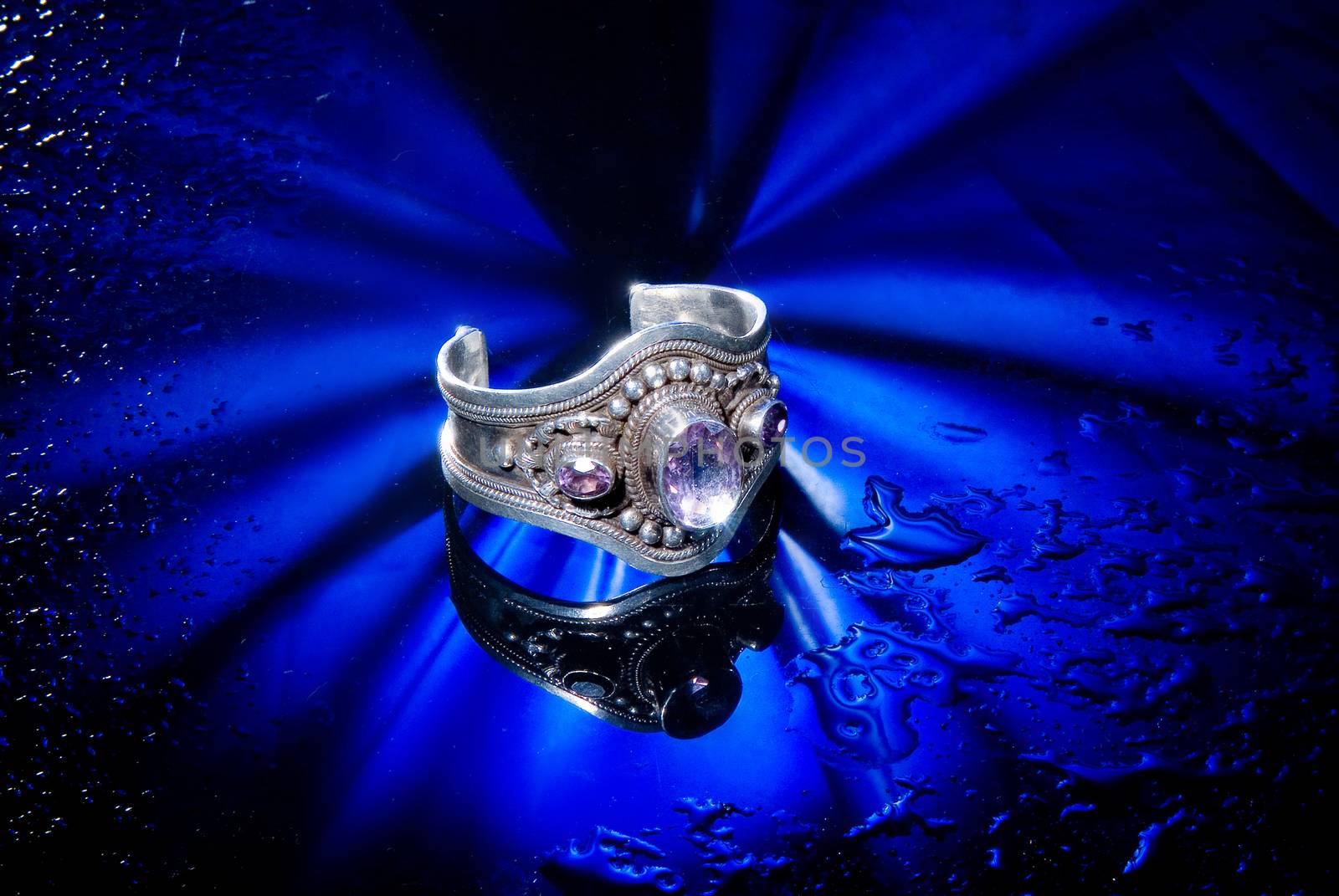Jewelry on a glass studio background