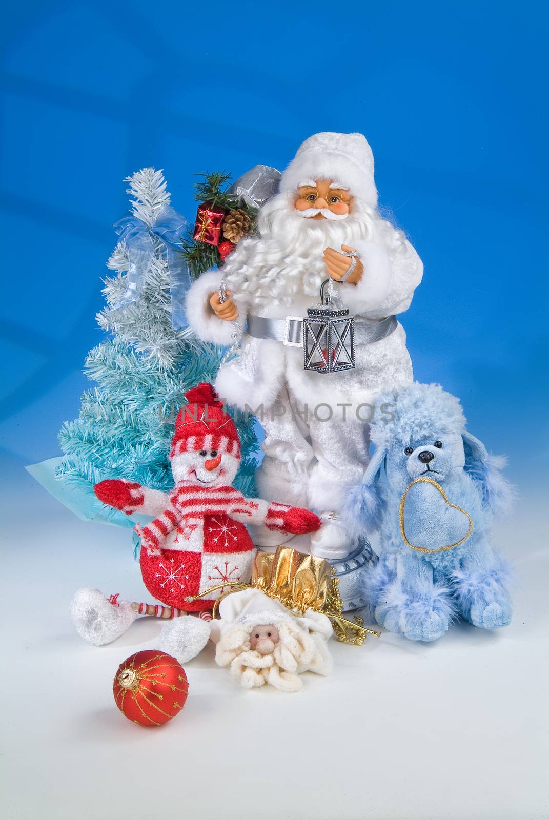 Still life with New Year accessories on a studio background