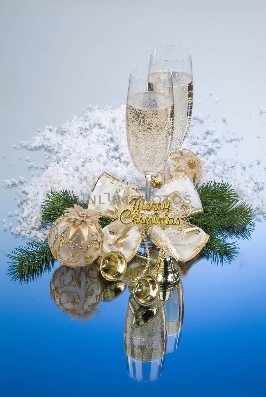Still life with New Year accessories on a studio background