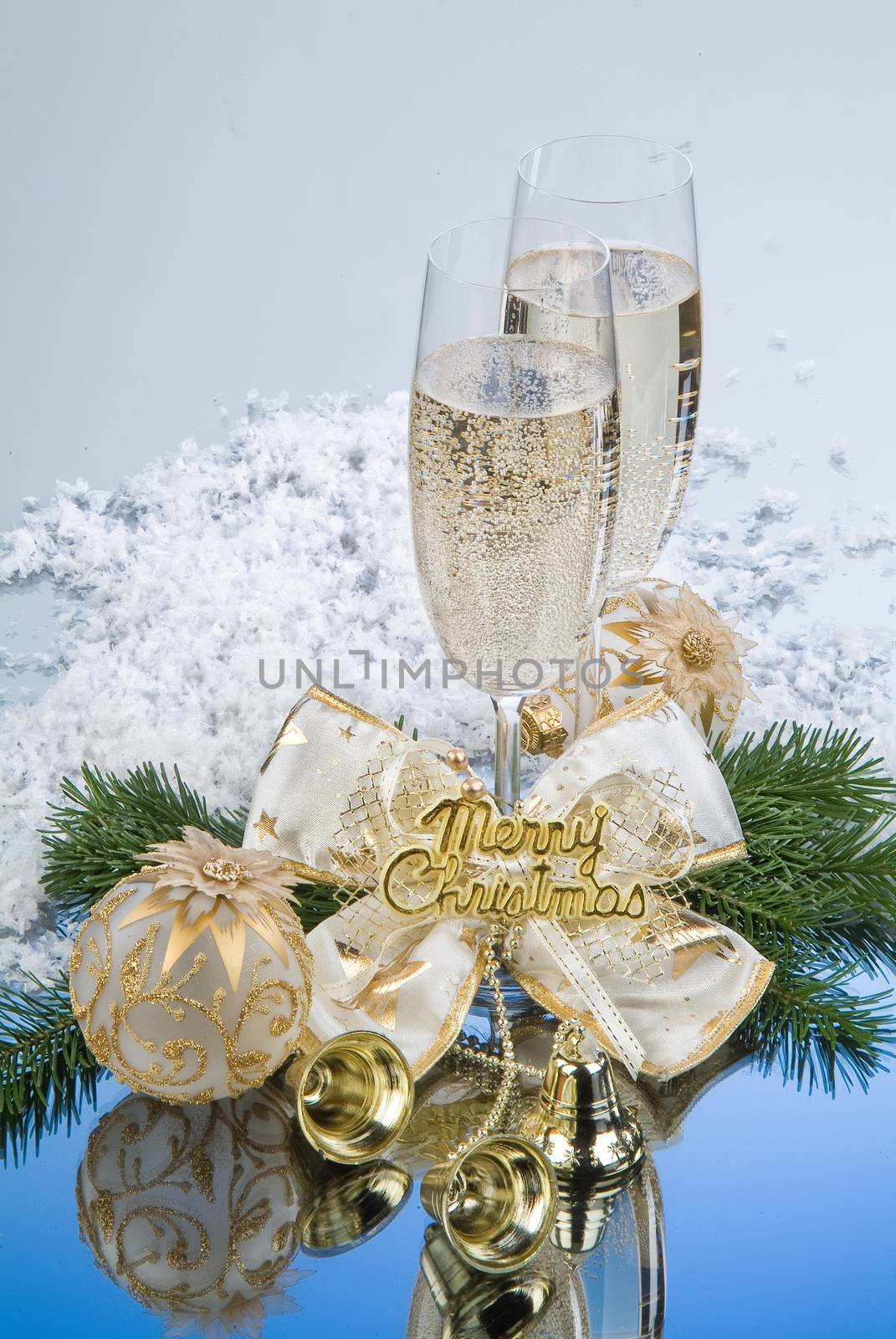 Still life with New Year accessories on a studio background