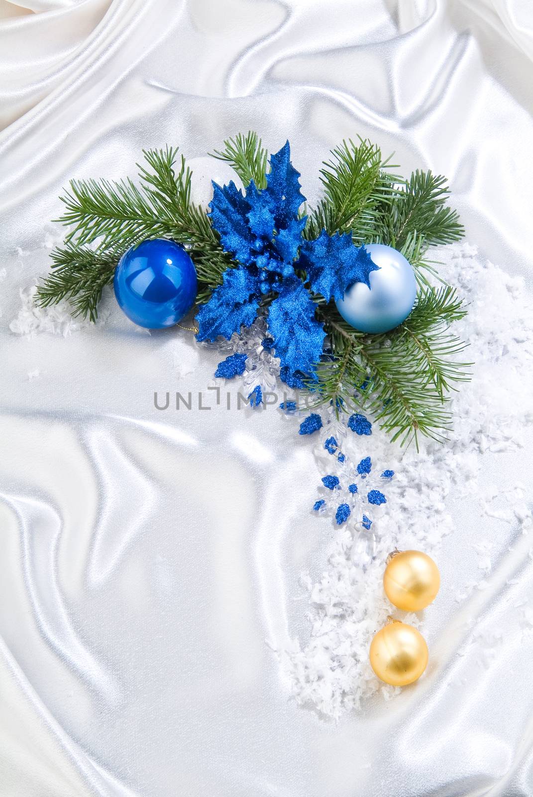 Still life with New Year accessories on a studio background