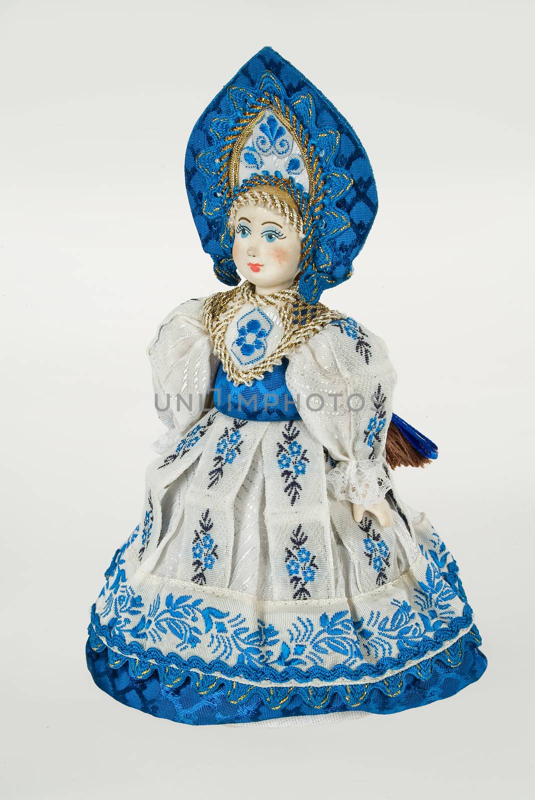 Russian traditioanl handmade dolls on a studio background