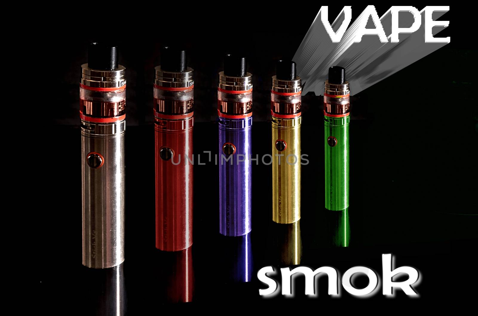 Vaper of colors smoke reflexions