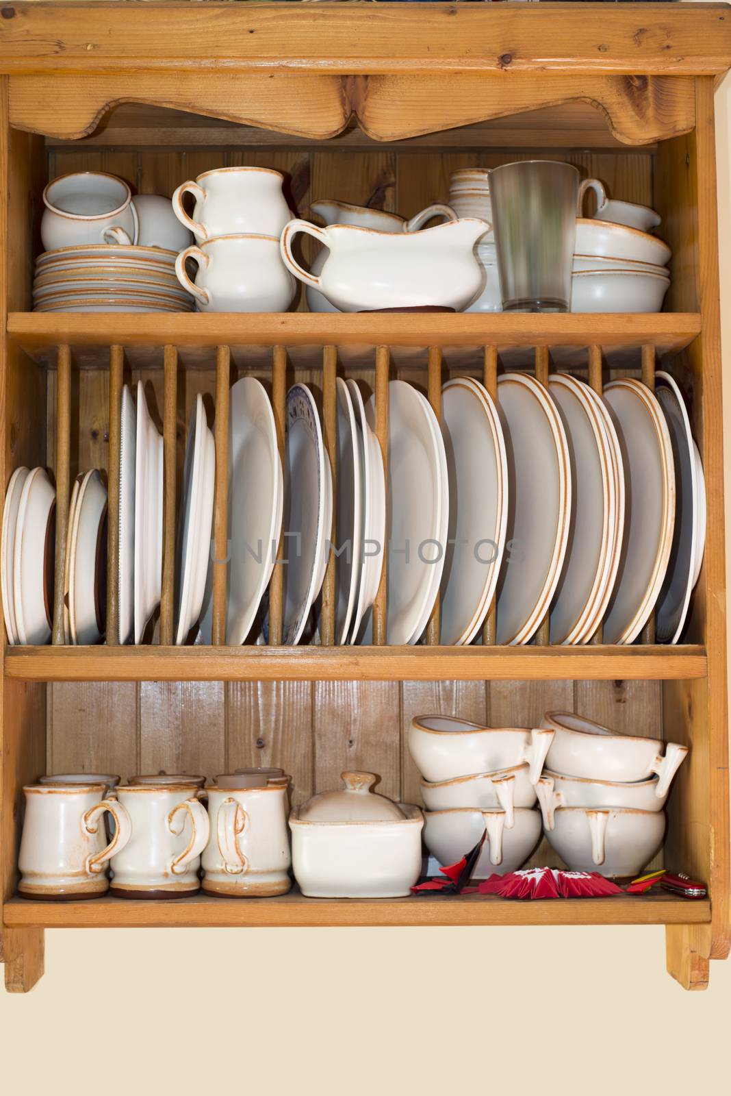 old wooden dresser for dishware collection