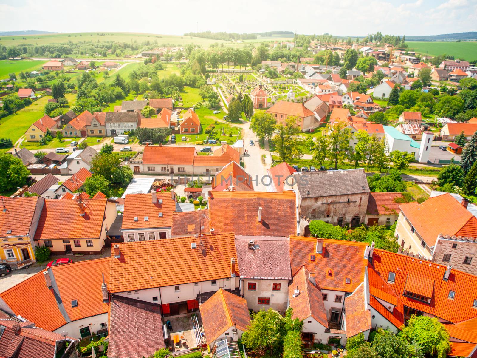 Aerial view of Renaissance houses in Slavonice, Czech Republic by pyty