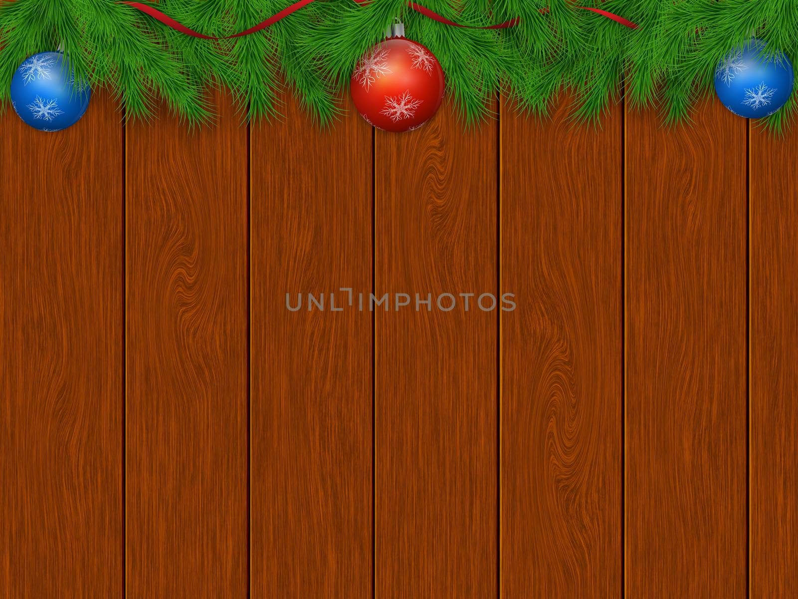 Christmas background with decoration, wood planks. by GraffiTimi