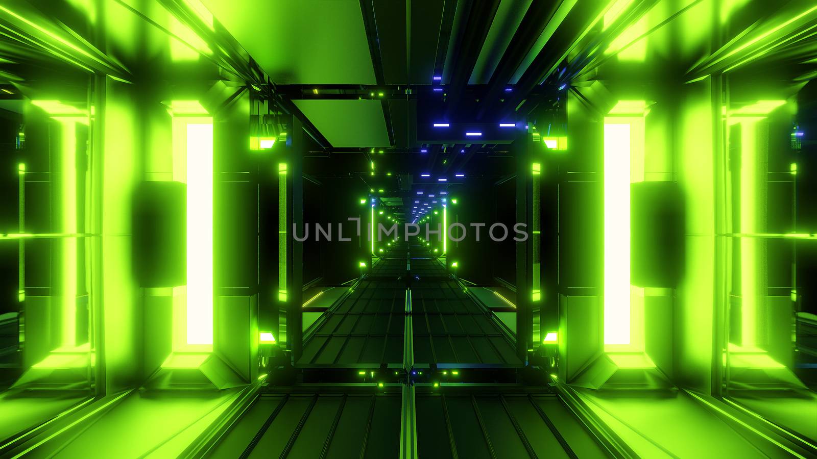 nice glowing space tunnel background wallpaper 3d rendering, modern futur airship corridor background