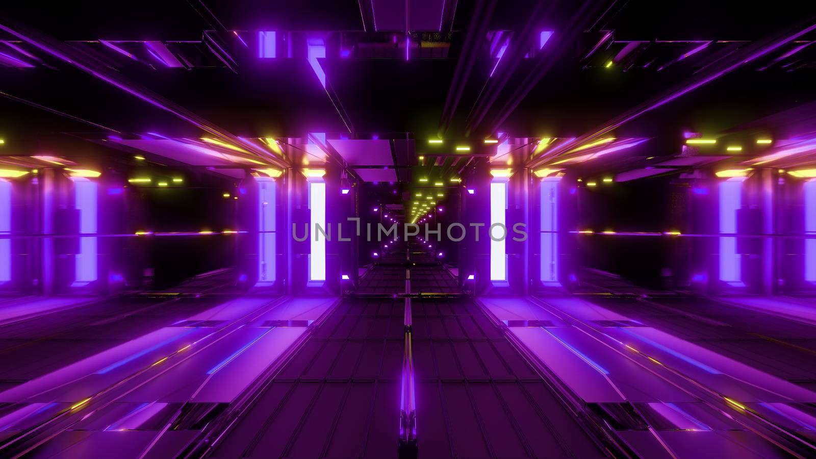 nice glowing space tunnel background wallpaper 3d rendering, modern futur airship corridor background