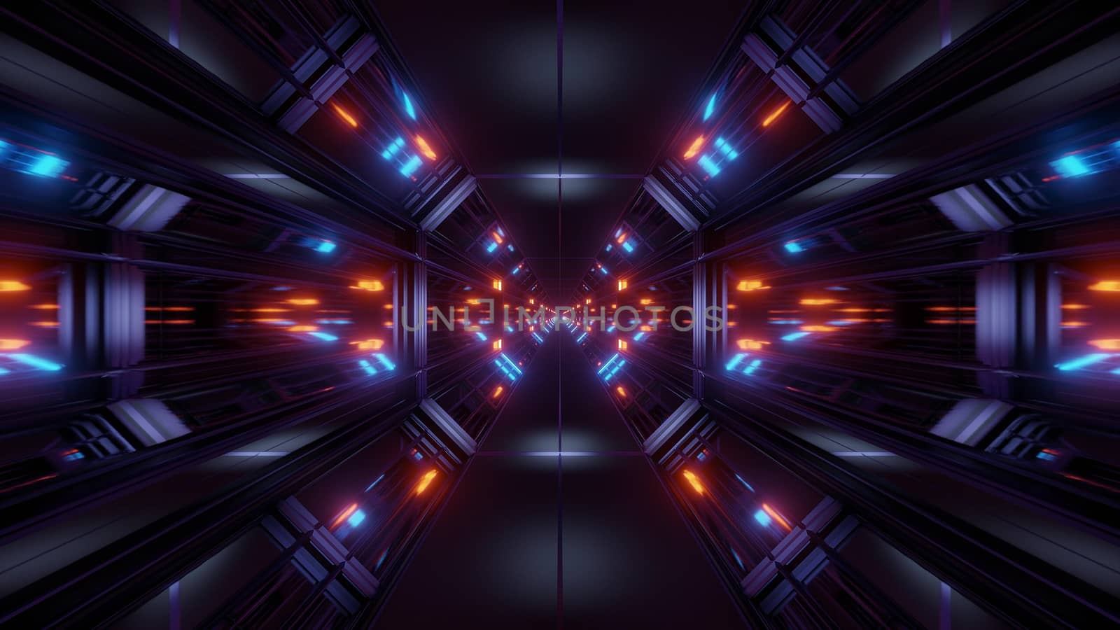 black scifi space tunnel background wallpaper with nice glow 3d rendering by tunnelmotions