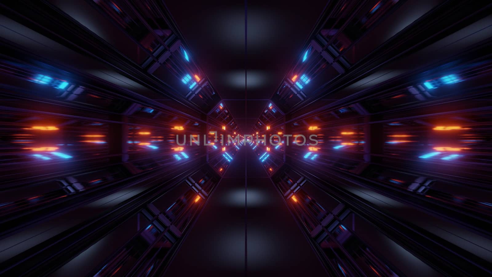 black scifi space tunnel background wallpaper with nice glow 3d rendering by tunnelmotions