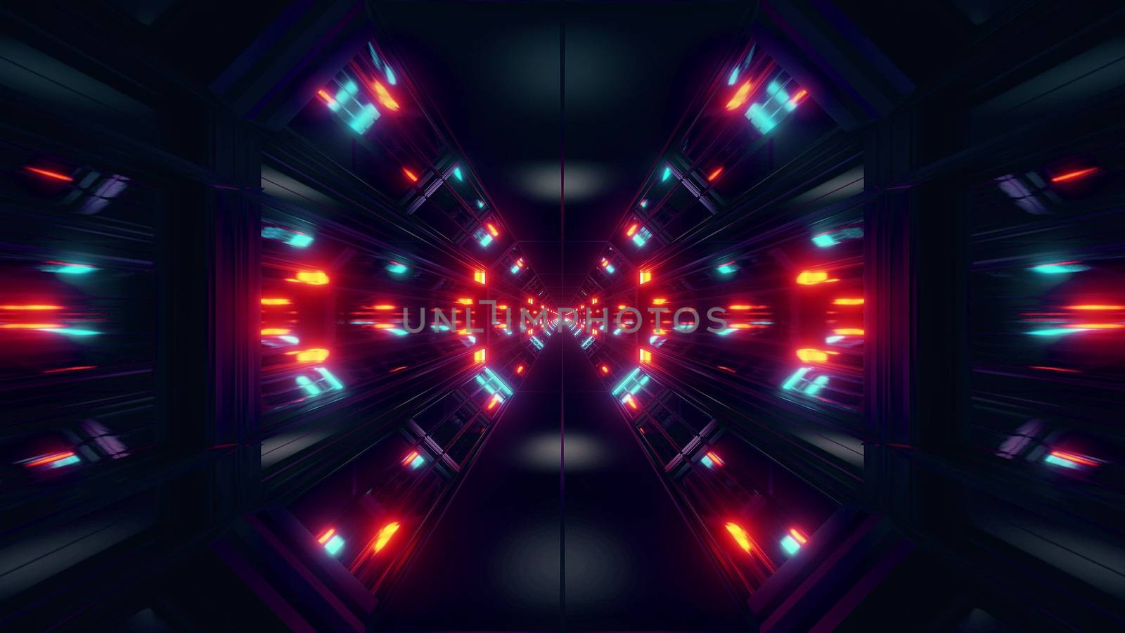 black scifi space tunnel background wallpaper with nice glow 3d rendering by tunnelmotions