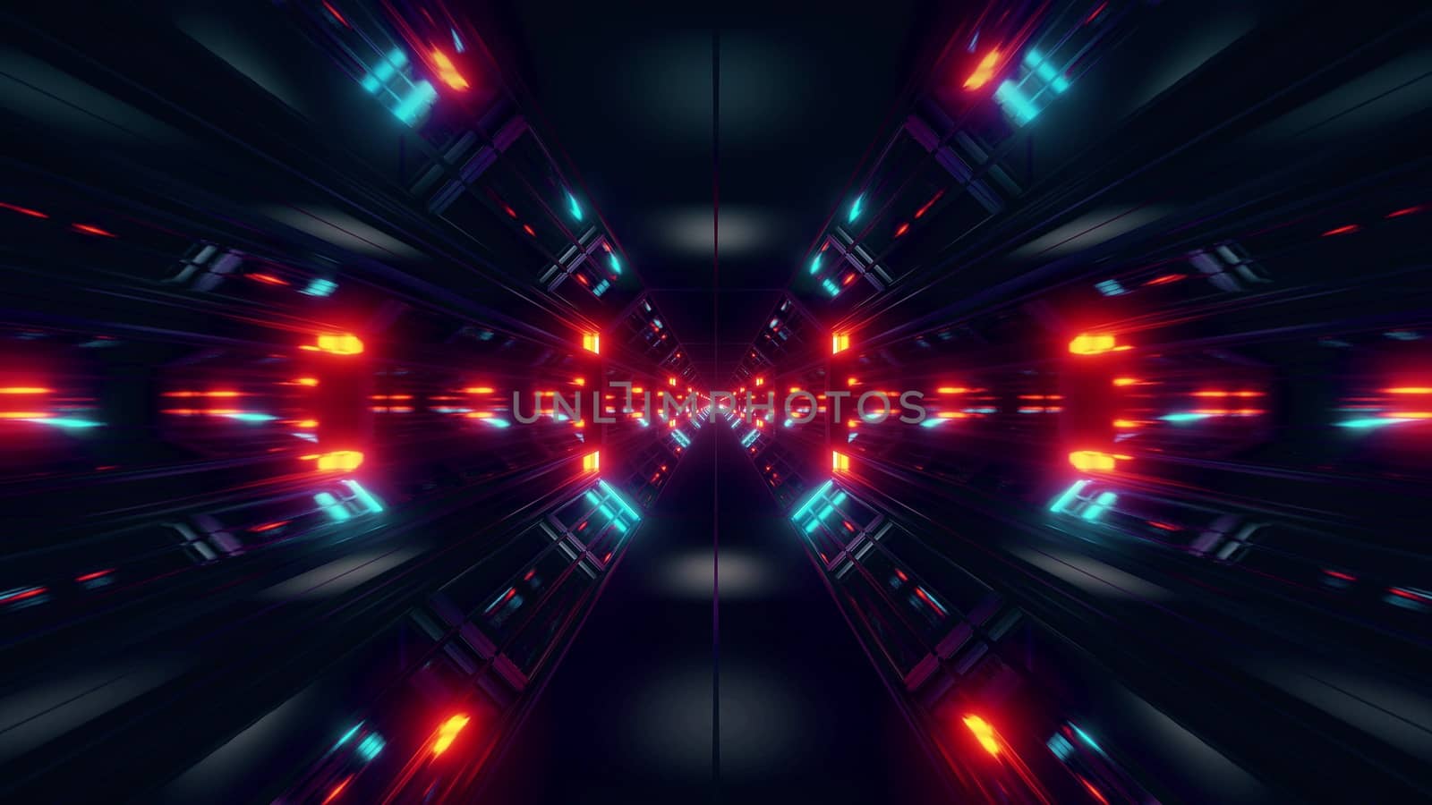 black scifi space tunnel background wallpaper with nice glow 3d rendering by tunnelmotions