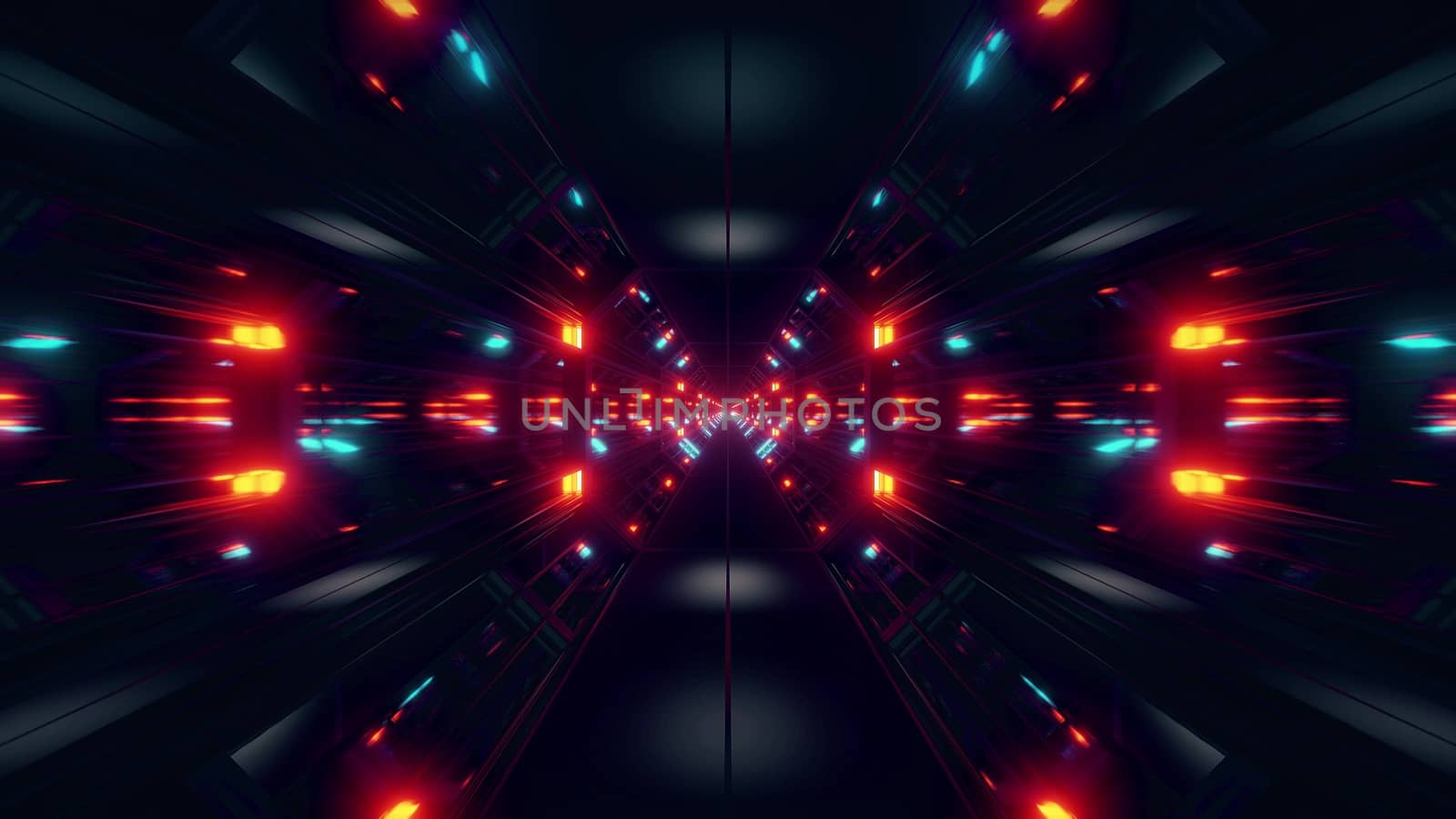 black scifi space tunnel background wallpaper with nice glow 3d rendering by tunnelmotions