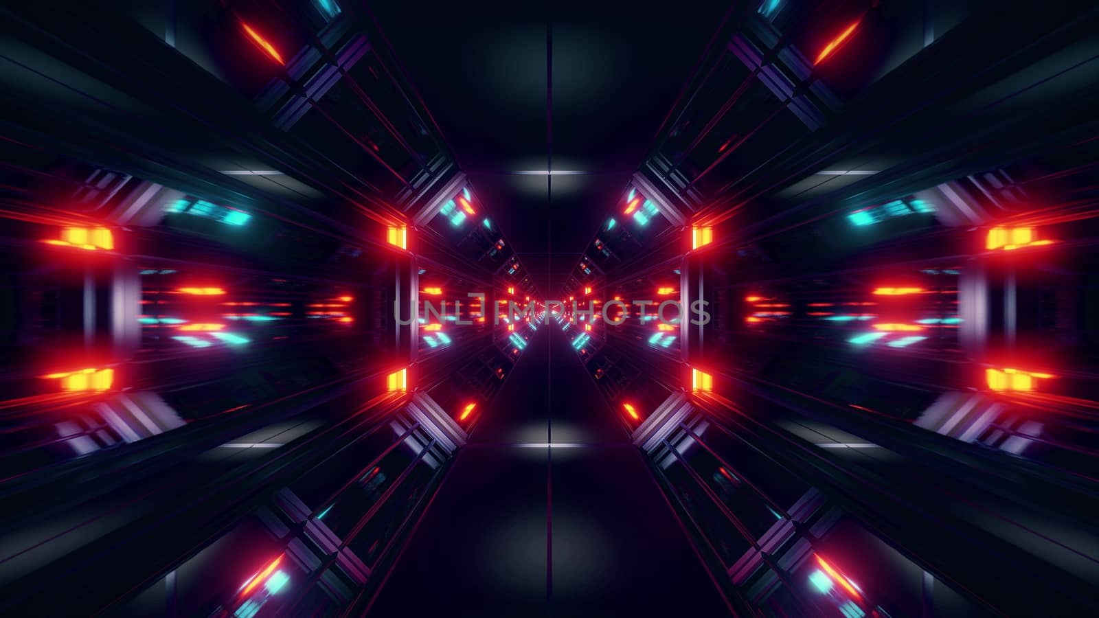 black scifi space tunnel background wallpaper with nice glow 3d rendering by tunnelmotions