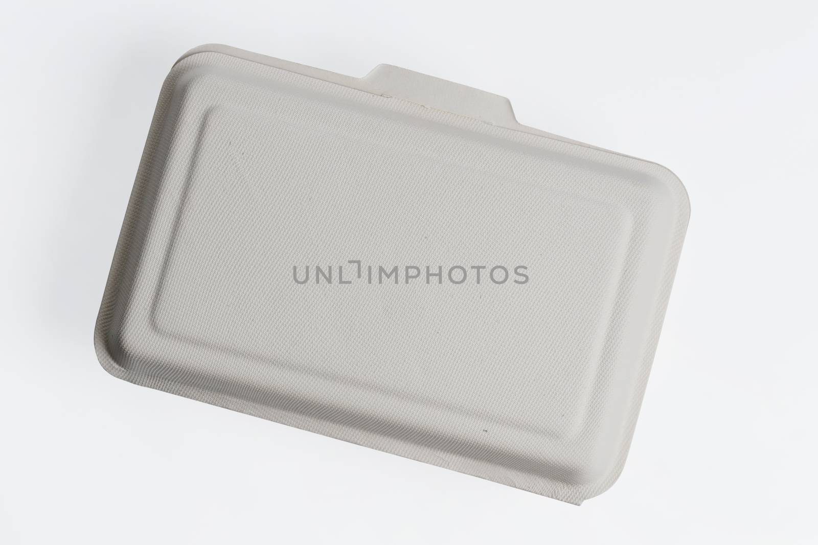 Top view of unbleached plant fiber food box isolated on white with clipping path, Natural fiber eco food box
