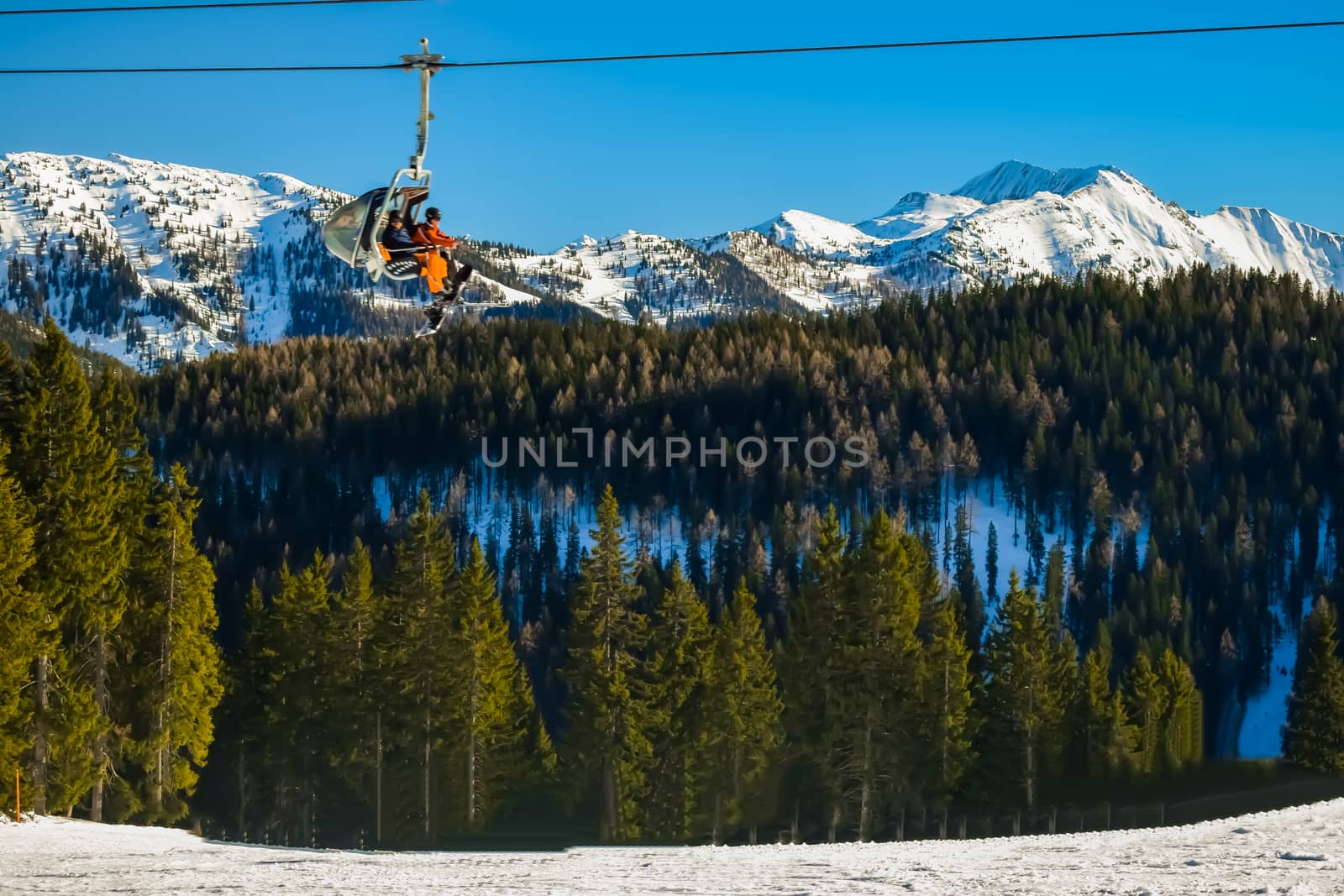 Ski Lift in the Mountains of Flachau Austria