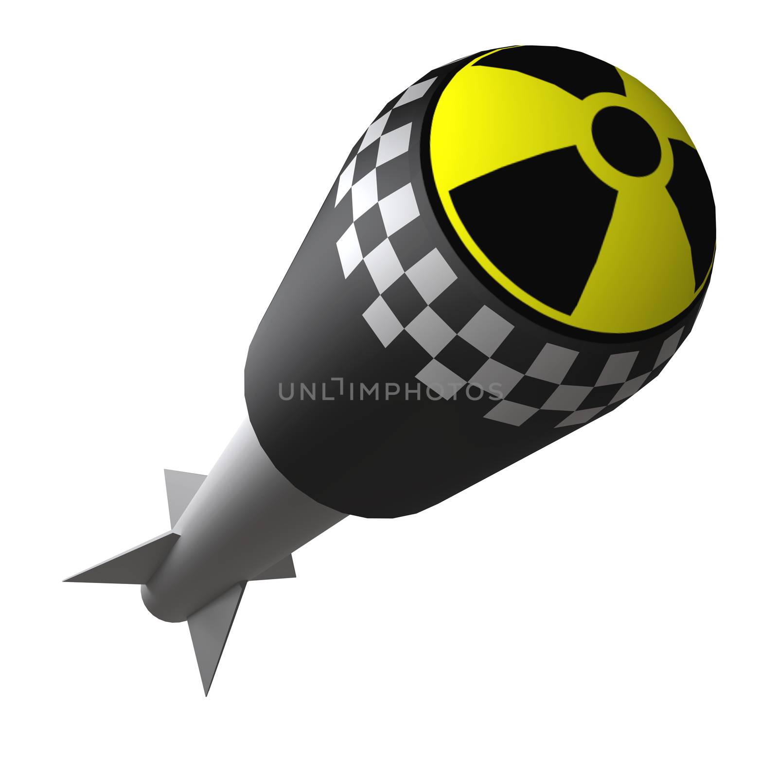 Nuclear rocket , Nuclear weapons isolated on the white background. 3d illustration