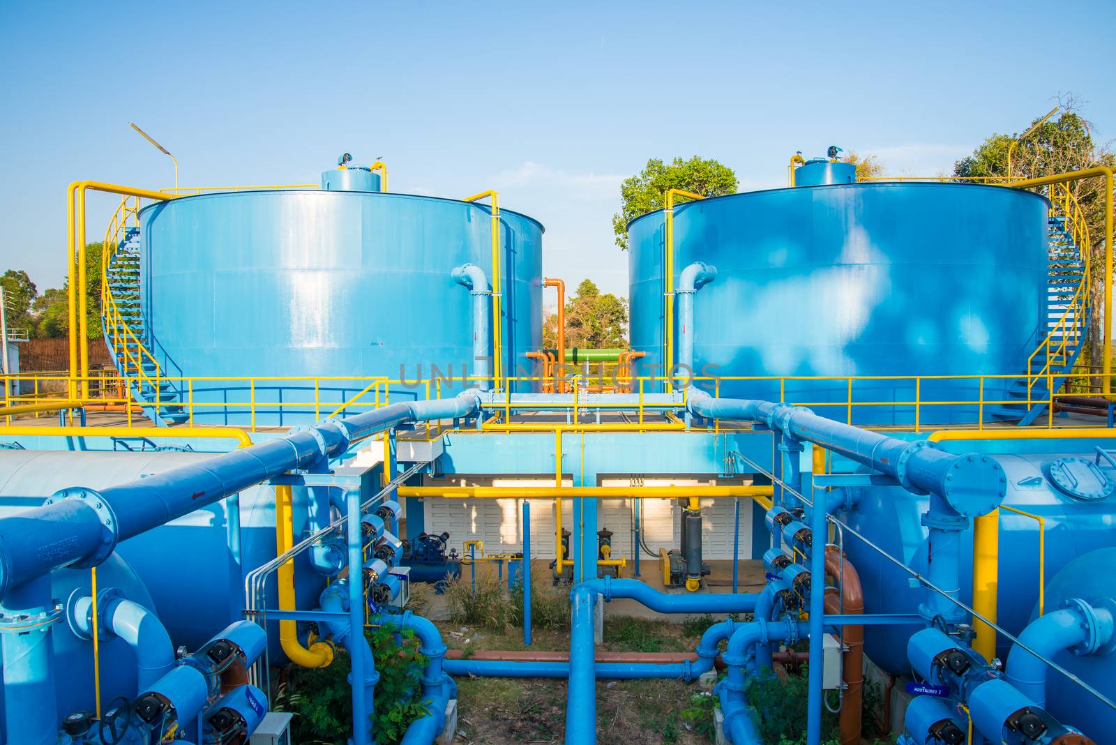 Water treatment plants of the Waterworks in Thailand.