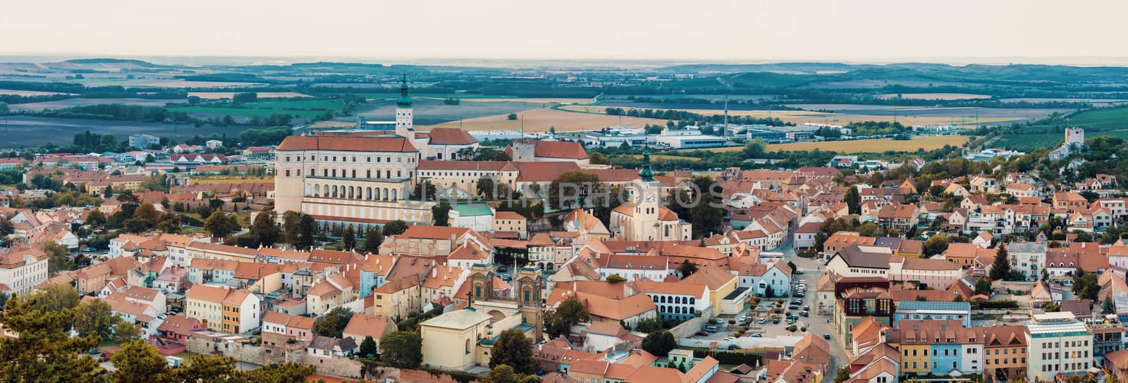 Mikulov city and castle, view from St. Sebastiano's chapel (Svaty Kopecek) - Mikulov, South Moravia, Czech Republic