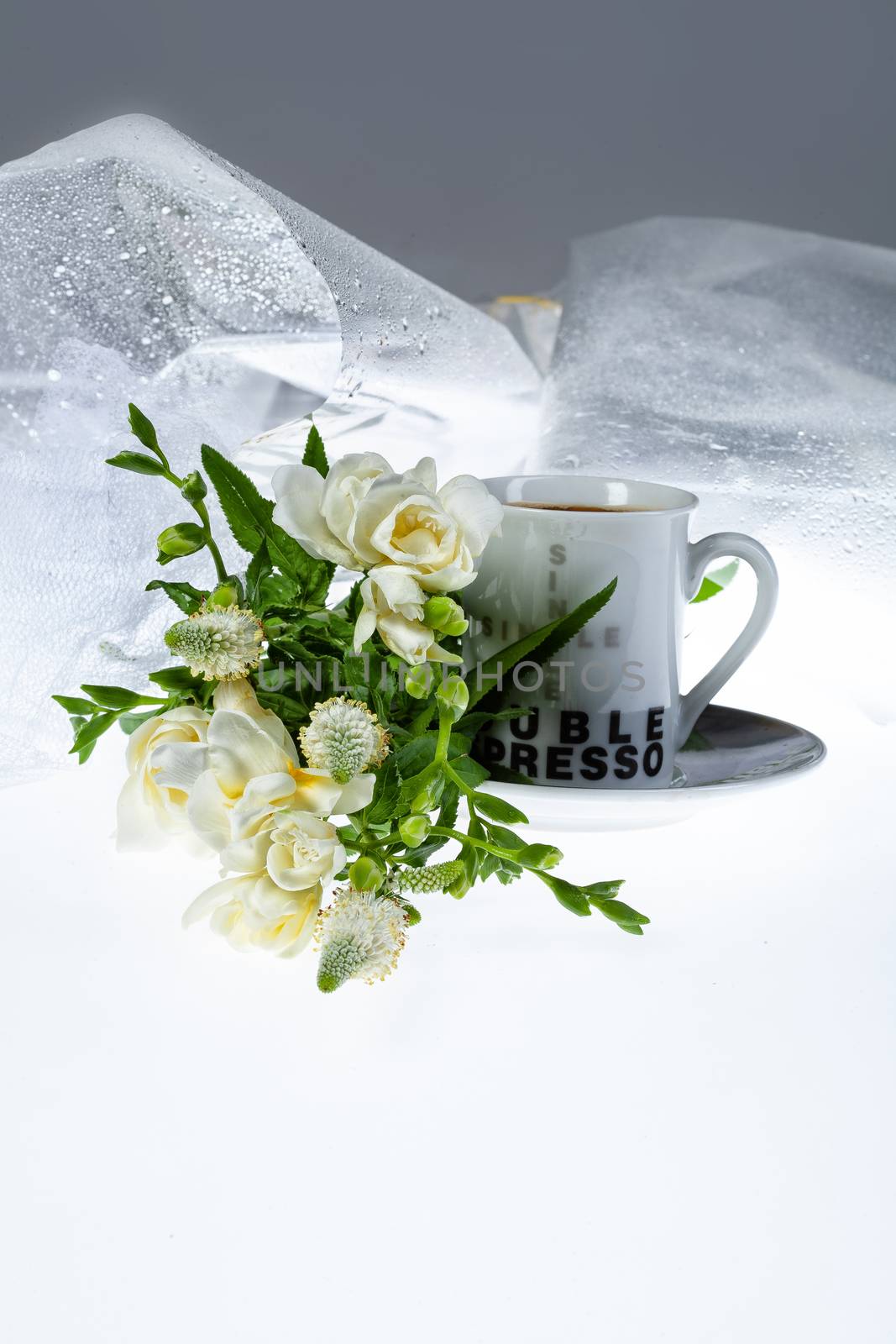 Bouquet of flowers on a fabric background