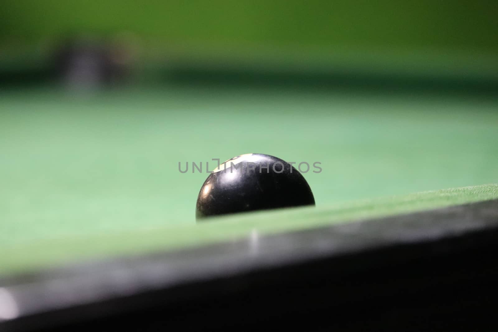 Billiards pool ball in the green board