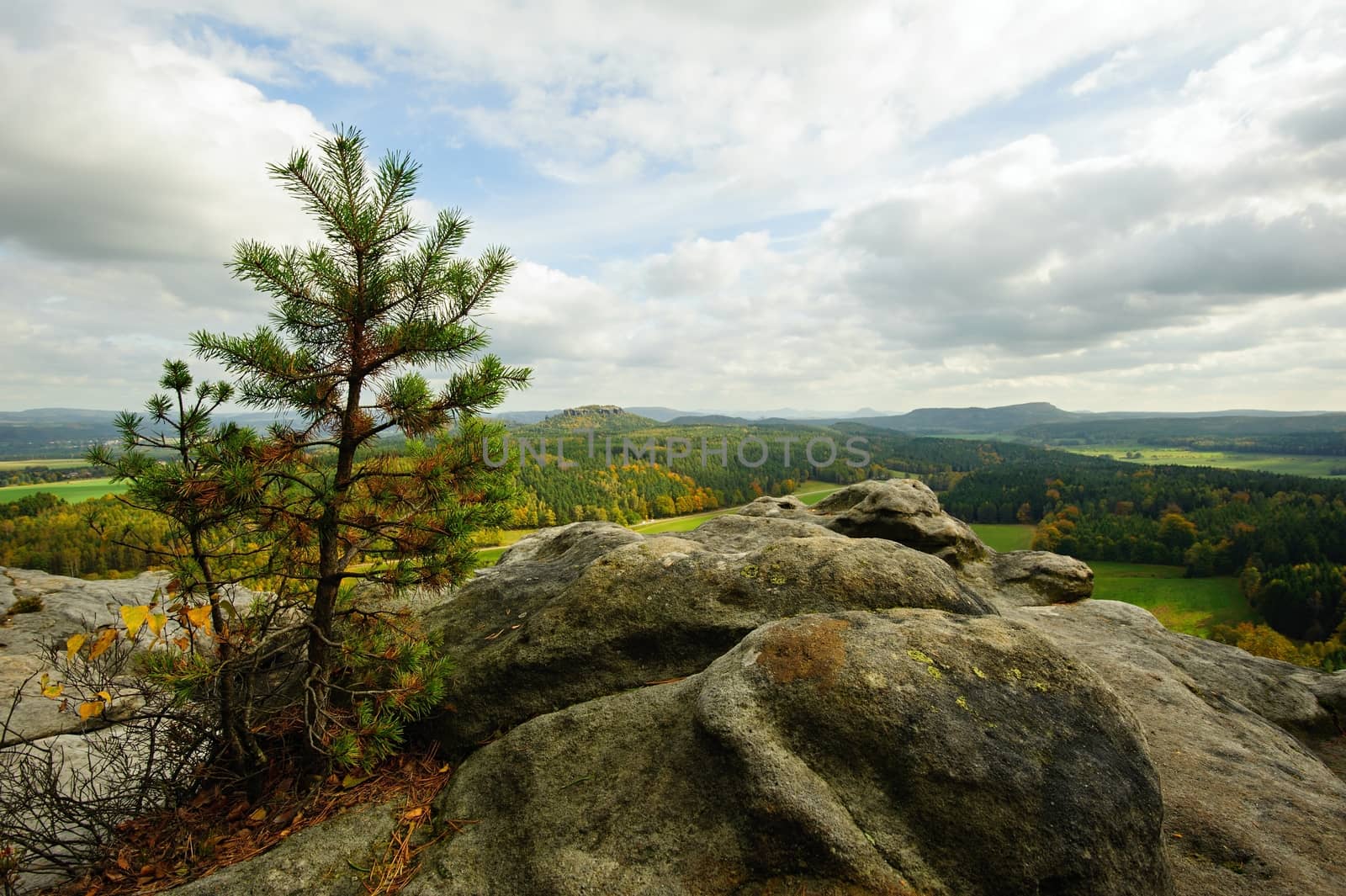Autumn landscape - rocks, forests - all beautifully colored