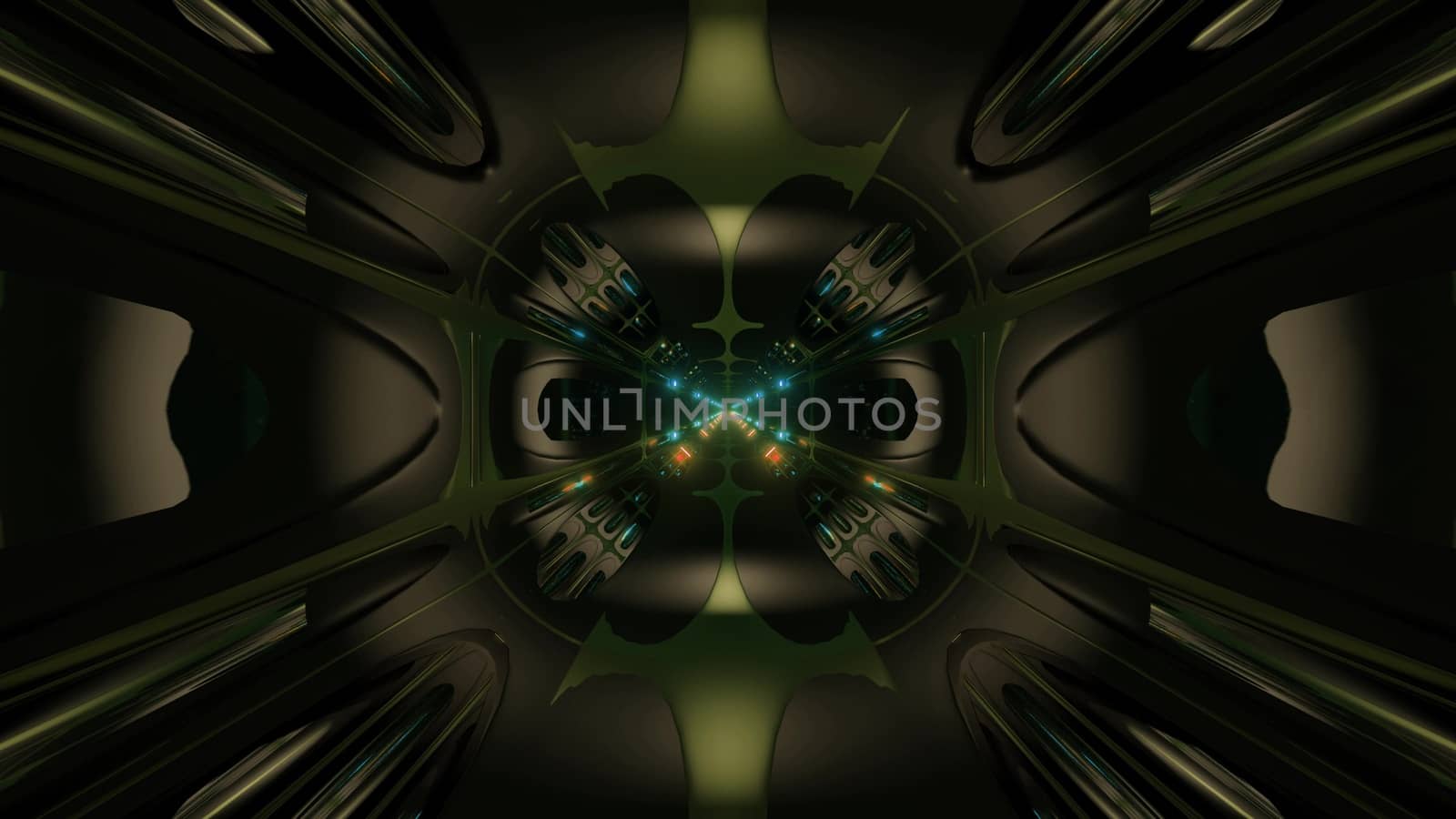 futuristic science-fiction alien style tunnel corridor 3d illustration background by tunnelmotions