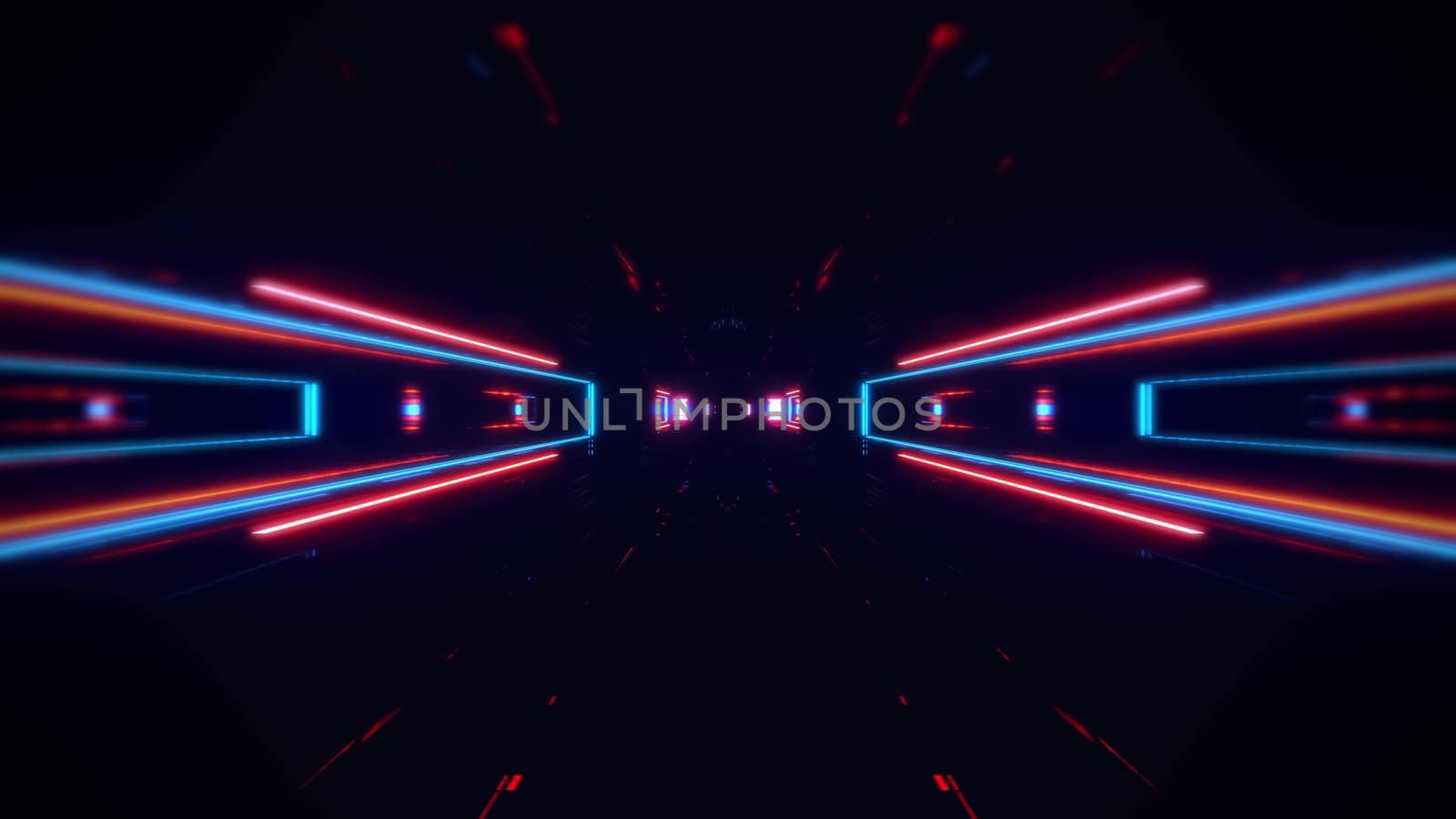 futuristic science-fiction lights glowing tunnel corridor 3d illustration background by tunnelmotions
