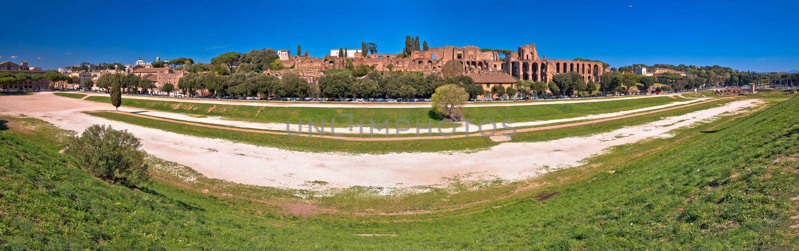 The Circus Maximus and ancient Rome landmarks panoramic view by xbrchx