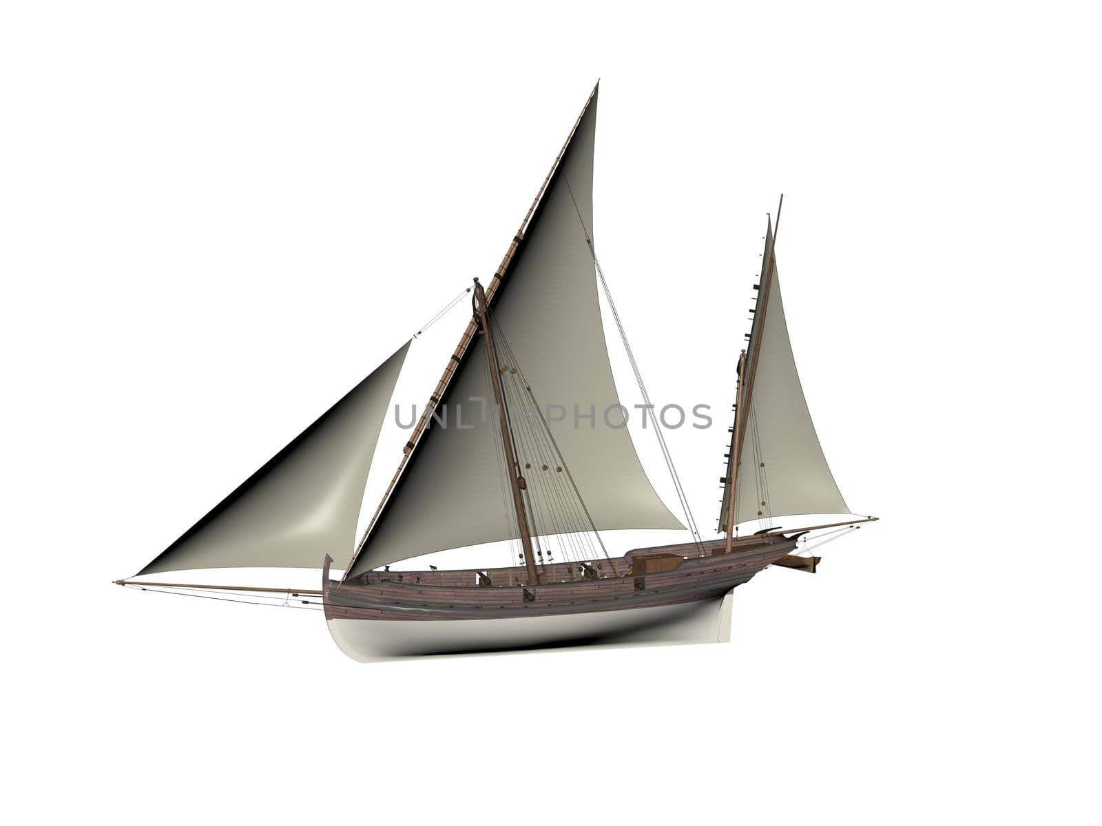 Illustration Sailboat On The Sea - 3d rendering by mariephotos