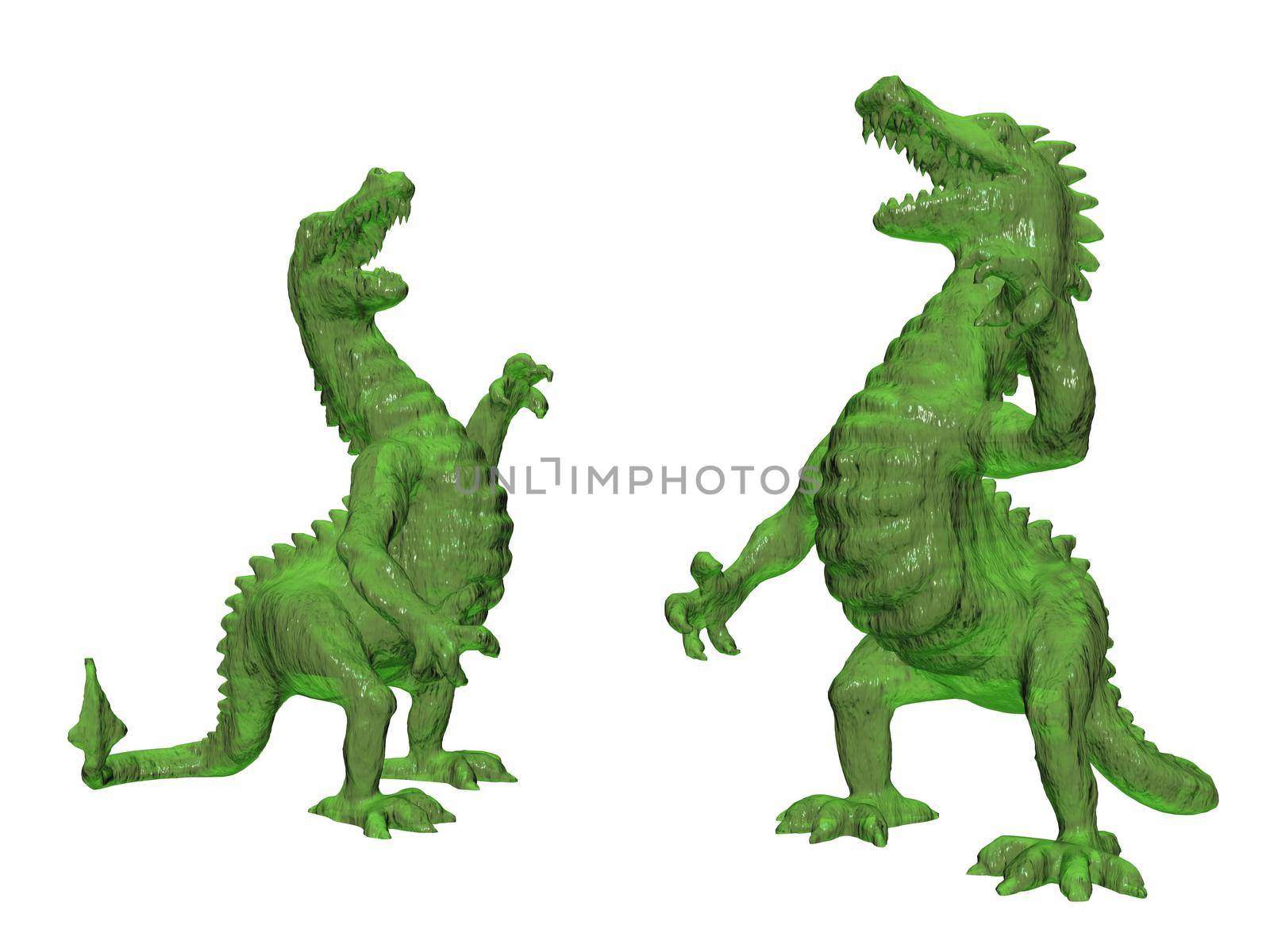 Two dragon animal front view, isolated on white, shadow - 3d rendering