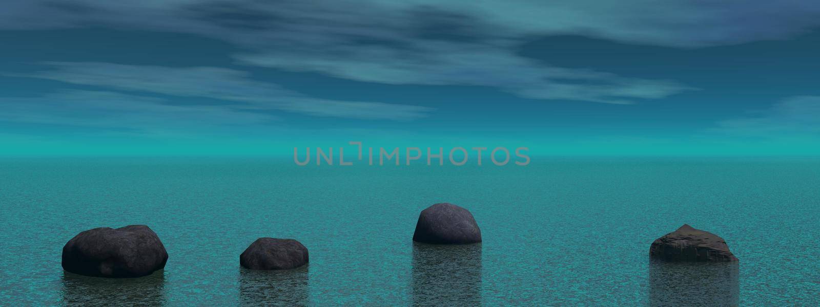 Meditation and stone landscape - 3D rendering