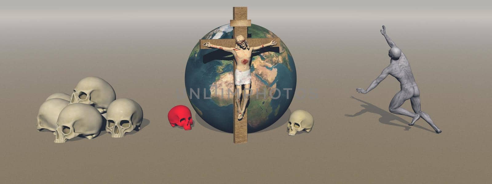 The crimes blood of religion in the world - 3d rendering by mariephotos