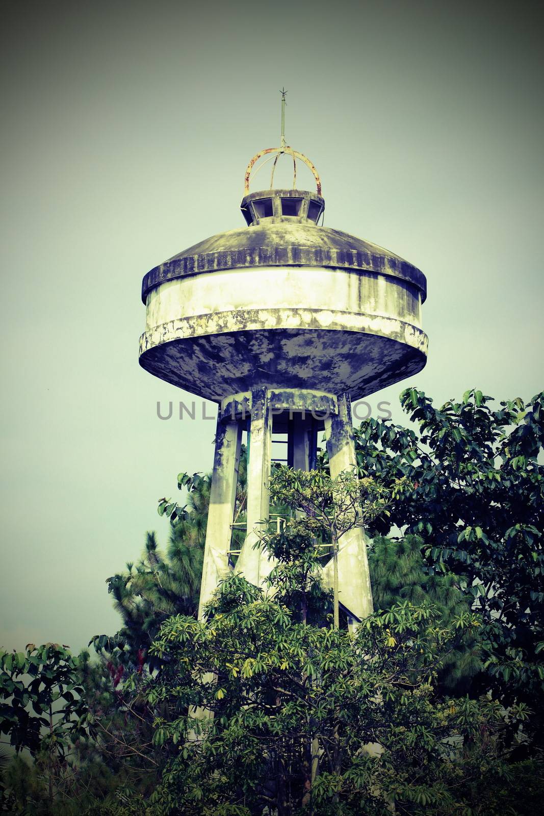 The concrete water tower.