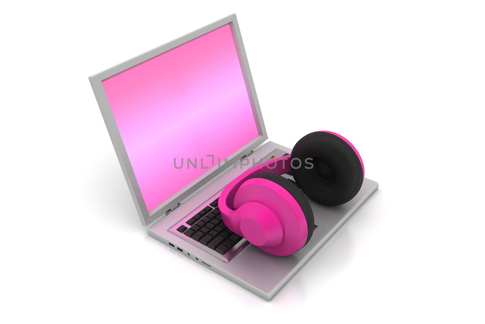 Head phone with laptop