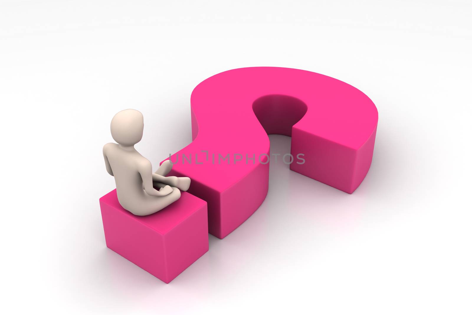 man sitting on a question mark. Business concept 