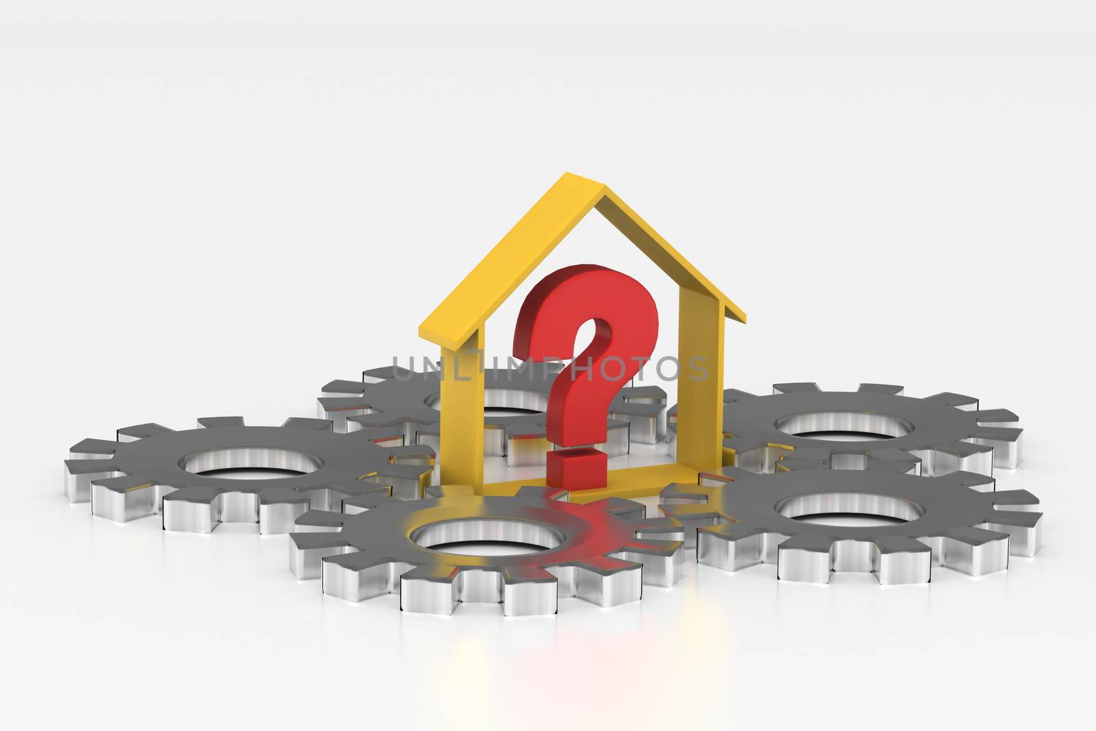 real estate business with question mark